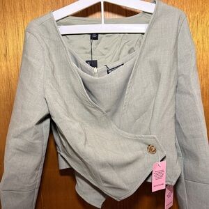 PrettyLittleThing Sage Asymmetric Skort and cropped jacket set